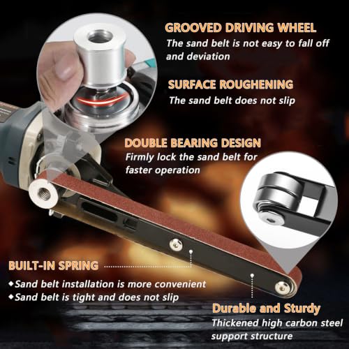 1000W High Power Detail Bandfile Belt Sander with 6 Variable Speed, 3/4"x20.5" Finger Belt Sander for Grinding and Polishing Wood, Paint, Metal Rust Move,welding Spot and DIY.