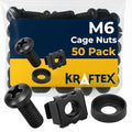 M6 Cage Nuts, Screws and Washers [Size: M6 x 16mm 50 Pack] Rack Mount Screws Hardware for use with Network and Server Rack Accessories, Routers, Cabinets and Enclosures. - size: M6 (50 Pack)