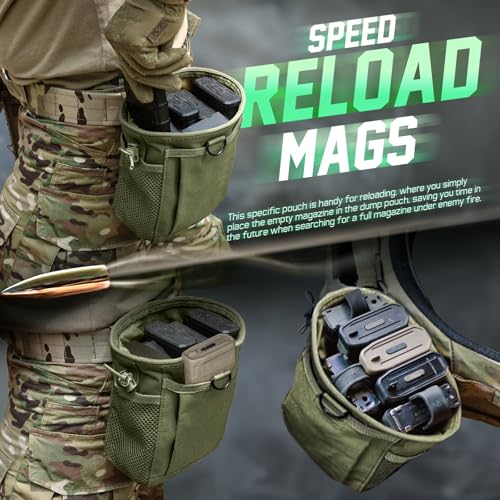 LIVANS Tactical Molle Dump Pouch, Magazine Drop Pouch Drastring Ammo Bag - color: Army Green - 2 Packs
