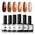 modelones Gel Nail Polish Set, 6 Colors Pearl Nude Brown Shimmer Glitter Gel Polish Kit, All Seasons Soak OFF LED Manicure Salon DIY Gift - color: Z-Cinnamon Brown