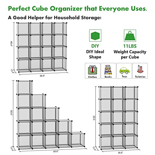 C&AHOME 16 Cube Storage Organizer Cube Shelves Units Storage Cubes, Grey - color: Grey
