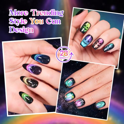 Beetles Halloween Cat Eye Gel Nail Polish Set, Rainbow Cosmos 6 Colors - color: A - Chameleon Cat Eye | Rainbow Cosmos