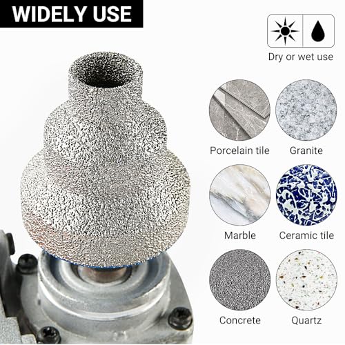 LOZLIN 20/35/55mm Dry Wet Diamond Hole Saw,Vacuum Brazed Step Drill Bit 5/8-11 Thread Anti Chip Hole Opener for Tile Porcelain Granite Marble Quartz Stone Drilling for Angle Grinder