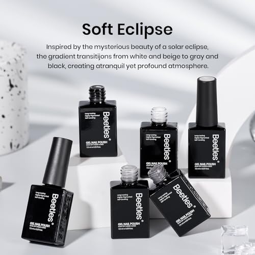 Beetles Grey Gel Polish Set, Soft Eclipse Collection, 6 Colors - color: A - Creme | 0-0-Soft Eclipse