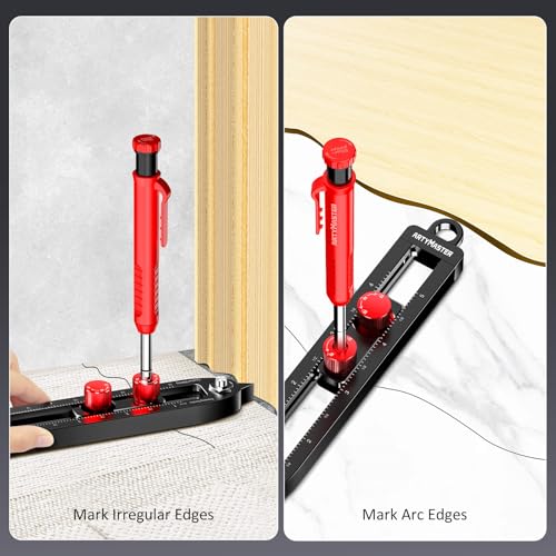 ARTYMASTER Multi-Function Scribing Tool, DIY Woodworking Scriber Line Maker, Portable Aluminum Alloy Woodworking Compass Scriber Tool, Inch Circle Marking Gauge,Deep Hole Carpenter Pencils 6 Refills.