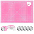 45mm Rotary Cutter and Mat Set, Fabric Cutter Wheel and 12x18 Inch Self Healing Sewing Cutting Mat, Fabric Rotary Cutter with 5pcs Rotary Blades for Quilting Patchworking Crafts, Pink - color: Pink