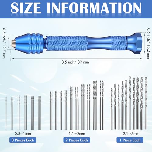 Zhehao 59 Pcs Hand Drill Bits Set Micro Drill Bit Set for Crafts, Blue - color: Blue
