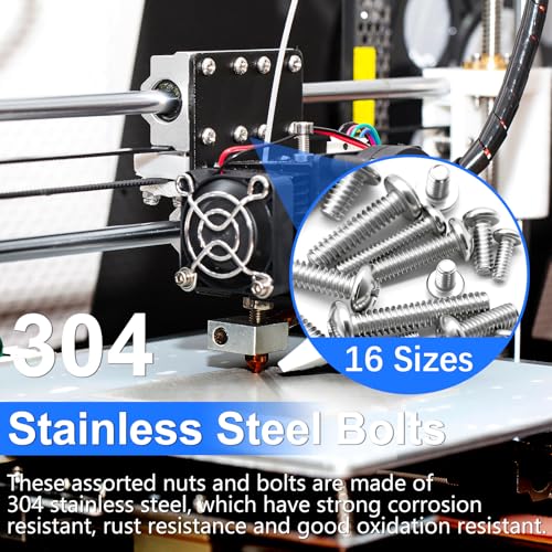 730Pcs Machine Screws Nuts and Bolts Assortment Kit, 304 Stainless Steel Bolts 16 Sizes #4-40#6-32#8-32#10-24 Phillips Pan Head Hardware Screws Assortment Kit with Nuts and Washers - size: 730PCS