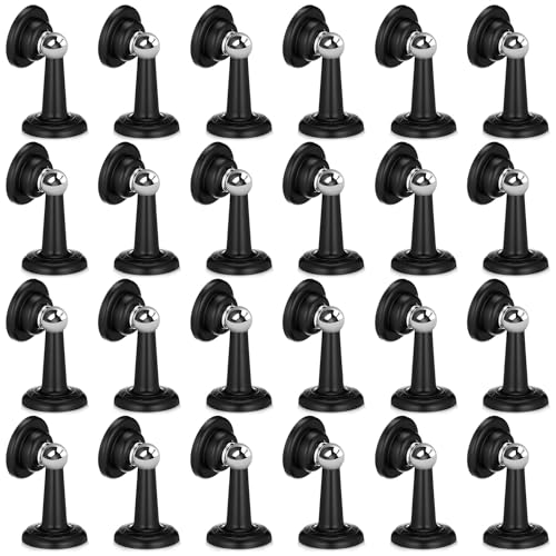 Moxweyeni 24 Pack Magnetic Door Stoppers Magnetic RV Door Stopper Stainless Steel Heavy Duty Stops RV Holder Keep Open for Wall and Floor Mounting No Drilling Stop with Adhesive Tapes(Black)