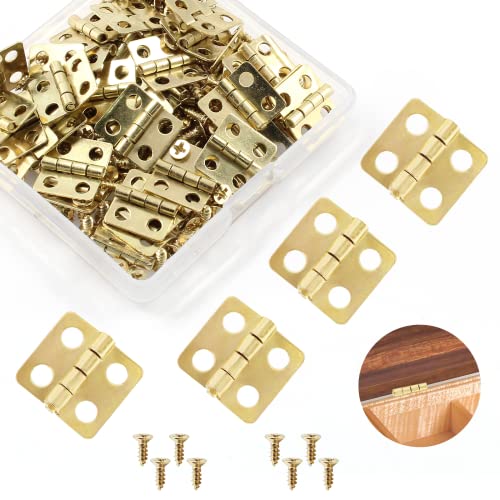 Mini Hinges, 13 x 12 mm, Brass, 50 Pcs - color: Gold(50pcs), size: 13 x 12mm