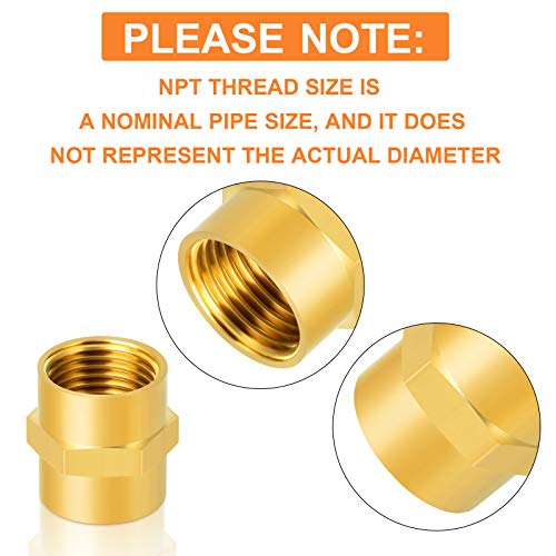 GASHER 8PCS Brass Pipe Fitting Hex Coupling Kit 1/8 inch 1/4 inch 3/8 inch 1/2 inch - style: Hex Coupling Kit（8Pcs）