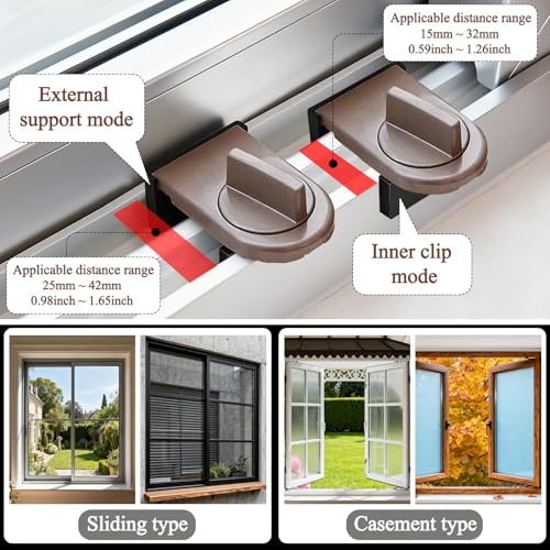 4 Pack Adjustable Sliding Window Locks Window Wedge Window Stop for Home Office and Car by HRLORKC