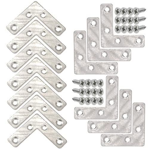 20-Pack Stainless Steel L-Shape Corner Brace 2x2 Inch for Wood - size: Silver 50x50 mm