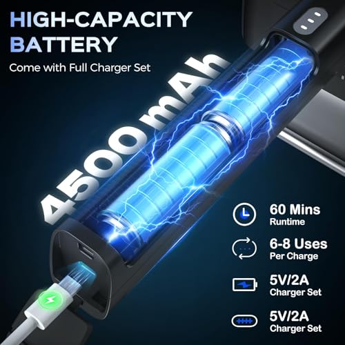 Electric Grill Brush, Grill Cleaner with LED Light, with 800 RPM Motor, Heavy Duty Grill Cleaning Tool, Personalized Grill Gift s for Dad - color: Gray Black