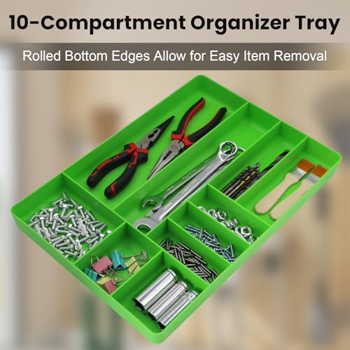 10-Compartments Tool Box Organizer Tray (1, Green) - color: Green