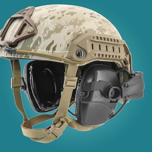 Hearing Protection Noise Cancelling Sound Amplification with Gel Ear Pad/ARC Rail Adapter Ideal for Shooting Sport - color: Black