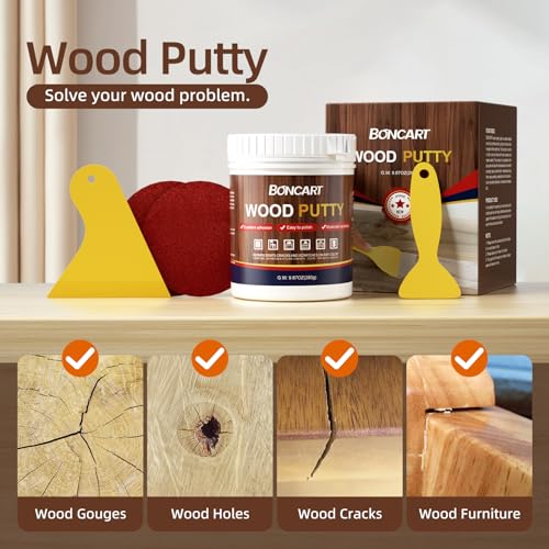Boncart Wood Filler, 9.87 OZ Ebony Wood Putty - color: 9.87OZ Ebony