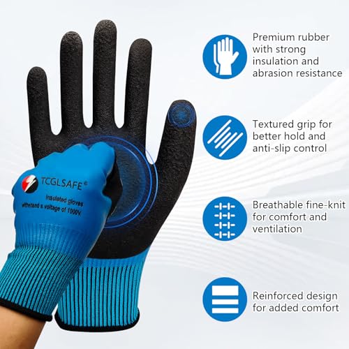 1000V Insulated Rubber Electrician Gloves Non-Slip Safety Work Gloves