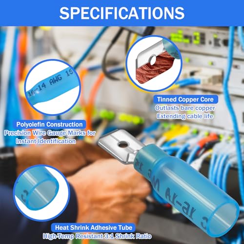 710Pcs Heat Shrink Wire Connectors Kit, Marine Grade Tinned Copper Electrical Terminals, Waterproof Ring Fork Spade Butt Connectors for Automotive Boat Wiring