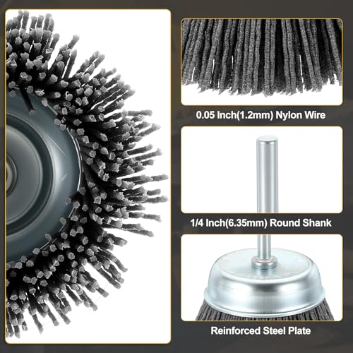 DTGN 3 Pcs Wire Cup Brush Set for Drill, 1/4 Inch Round Shank - style: Round Shank
