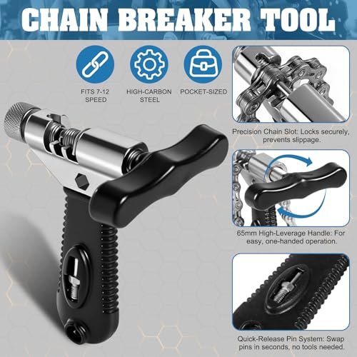 Oumers Universal Bike Chain Tool, Road & Mountain Bicycle Chain Breaker & Installer Kit, Chian Splitter Repair Kit - color: black