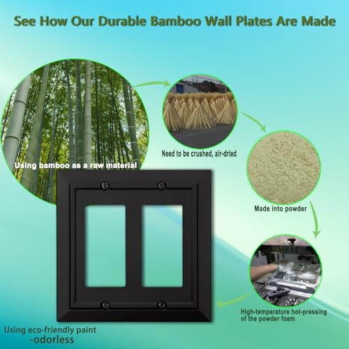 Classic Architecture Wall Plates,Light Switch covers, Electrical Outlet Covers, Duplex receptacle wall plates,Mid Size Bamboo Fiber Material Switch plates Matte Black (2 Gang Decorator 2PK) - style: 2 Gang Decorator 2PK