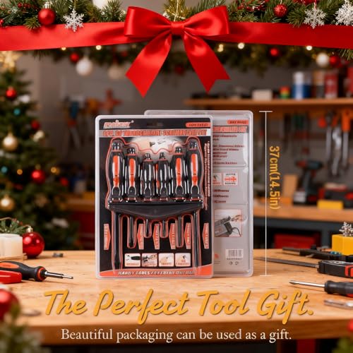 HORUSDY 6-Pieces Magnetic Screwdriver Set, 3 Phillips and 3 Flat Head Tips Screwdriver for Fastening, Chiselling and Loosening Seized Screws (New Screwdriver Set) - style: 6-Pieces Magnetic Screwdriver Set