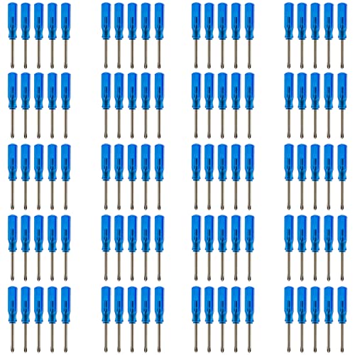 100pcs Bulk Pack 45mm x 2mm Tiny Size Phillips Cross Screwdrivers - color: Blue, size: 2.0mm + (Phillips)