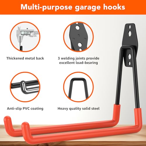 42-Pack Heavy Duty Wall Mount Garage Hooks - color: 42 Pack Orange