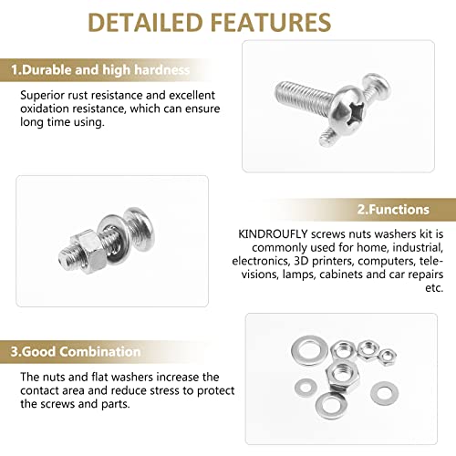 814 Pieces Phillips Pan Head Machine Screws Nuts Washers Kit, Kindroufly M3 M4 M5 M6 Screw Assortment Kit, Metric Screw Set, Bolts and Nuts, Machine Screws, 304 Stainless Steel, Fully Machine Thread - size: M3/M4/M5/M6, style: Phillips Pan Head