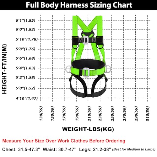 TT TRSMIMA Safety Harness Fall Protection Kit: Roofing Harness for Work - style: Green