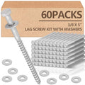 Tandefio 60 Pack 3/8'' X 5'' Lag Screw Bolts with Washer Galvanized - size: 3/8'' X 5''