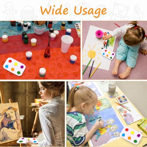 25 PCS Plastic Paint Palettes, 6 Wells Rectangular White Tray Palettes for DIY Craft and Art Painting Party Watercolor (4.72 * 3.26 inch)