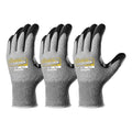 COOLJOB ANSI A7 Cut Resistant Gloves - 1/3/12 Pairs, Nitrile Rubber Dipped Safety Work Gloves with Reinforced Thumb, Non Slip, Breathable, Touchscreen, for Fishing, Gardening, Grey Large - size: Large, style: A7 Pack of 3