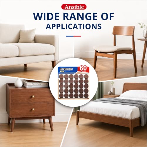 Ansible 60 PCS Felt Furniture Pads 1" for Hardwood Floors - size: 60 PCS 1" Brown, Round