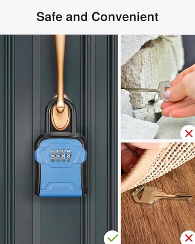 Puroma Key Lock Box for House Keys Combination Lockbox with Code, 1 Blue - color: Blue