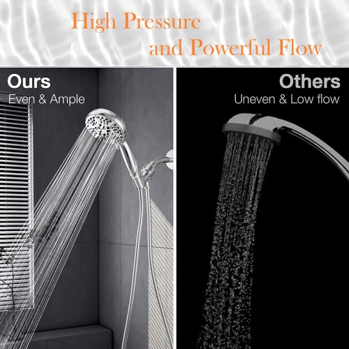 Shower Head with Handheld High Pressure-Full Body Coverage Powerful Rain Showerhead Extra 60" Long Hose and Adjustable Brass Joint Holder- The Perfect Detachable Heads for Bathroom Upgrade - color: Polished Chrome, style: 5 Modes