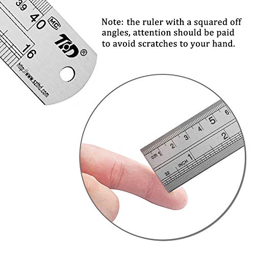 ZZTX Metal Ruler 16 Inches Stainless Steel 1 Pack