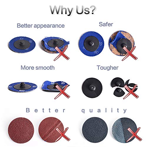 60Pcs Sanding Discs Set, 2 inch Quick Change Sanding Discs with 1/4" Holders, Die Grinder Surface Conditioning Burr Rust Paint Removal - style: 60Pcs Quick Change Discs 2 Inch(A/O main)