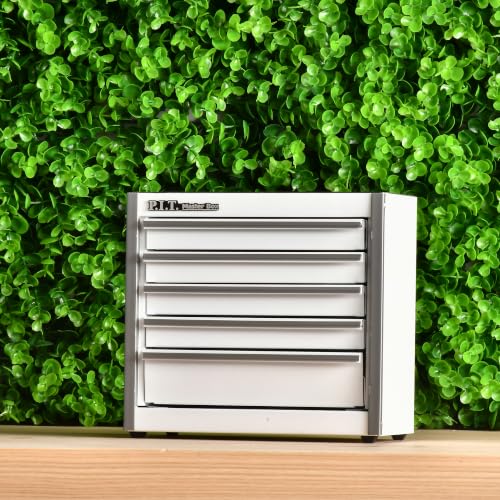 P.I.T. Mini Tool Box,Small Metal Toolbox Organizer with 5 Drawers,White | 8.6"W X 4.6"D Cute Size,Q235 Steel,Magnetic Locking Mechanism,PVC Drawer Liners - color: White, size: 5-Drawer