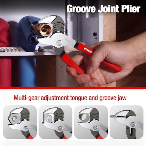 WORKPRO 7-Piece Pliers Set, Pliers Tool Set with Comfort Grip, Red - color: Red