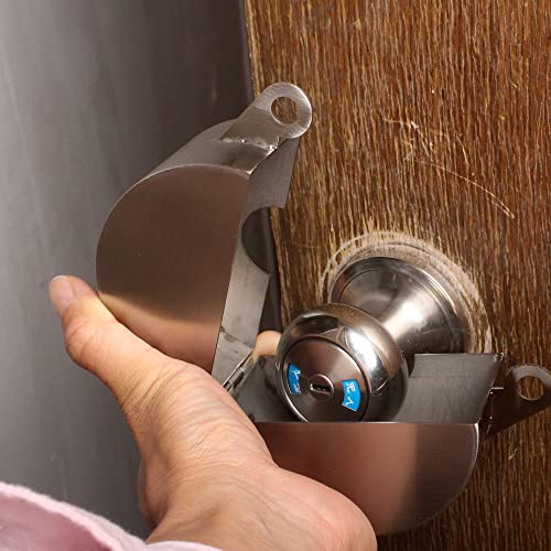 2. TEMEILI Drill-Free Security Cover, Stainless Steel Anti-Access Protector, Stops Rotation & Keyhole Entry for Apartment Scenarios - color: Stainless Steel
