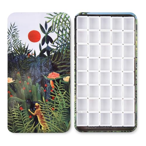 qianshan 40Pcs Empty Half Pans Watercolor Tin Palette with Magnetic Stripe - color: Jungle