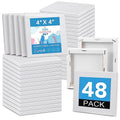 ESRICH Mini Canvases for Painting 4x4 Canvas Value Pack of 48PCS, 2/5In Thickness Small Canvas, Great for School Projects, Kids Birthday Party and Wall Decoration, White - size: 4x4in-48 Packs