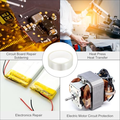 uxcell Clear Heat Tape, 1 Roll 25mmx33m 108ft High Temperature Heat Resistant Tape for Sublimation,Heat Vinyl Press,Heat Transfer, Circuit Board, No Residue - color: Clear, size: 25mmx33m