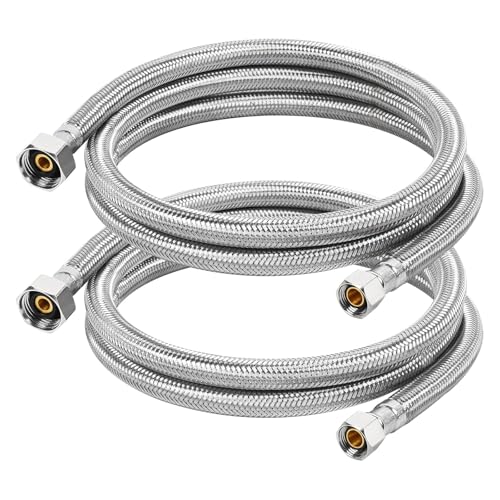 60" Faucet Supply Line, 3/8 inch Comp x 1/2 inch FIP Faucet Connector, Braided Stainless Steel Faucet Hose for Bathroom Sink and Kitchen, Leak-Resistant cUPC Certified Water Supply Line, 2 Pack - size: 60inch