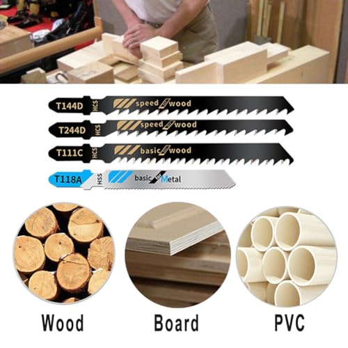 60Pcs Jigsaw Blades Set, Contractor Assorted T Shank Jig Saw Blades