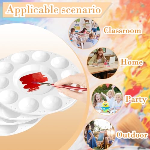15 Pcs Plastic Paint Palette Trays 6.7x6.7 Inch - Paint Holder & Paint Pallets for Kids Adults, Acrylic Watercolor Oil Paint Tray Palette, Reusable Mini Paint Trays for Art Class, Parties, DIY