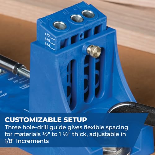 Kreg K4 Pocket Hole Jig - Adjustable, Versatile Jig for Strong Joints - Create Perfect, Rock-Solid Joints - Easily Adjustable Drill Guides - For Materials 1/2" to 1 1/2" Thick