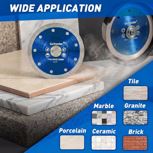 GoYonder 4.5 Inch Super Thin Diamond Saw Blade for Cutting Porcelain Tiles,Granite Marble Ceramics (4.5" -Blue (10 pcs)) - size: 4.5"-Blue-10 PCS